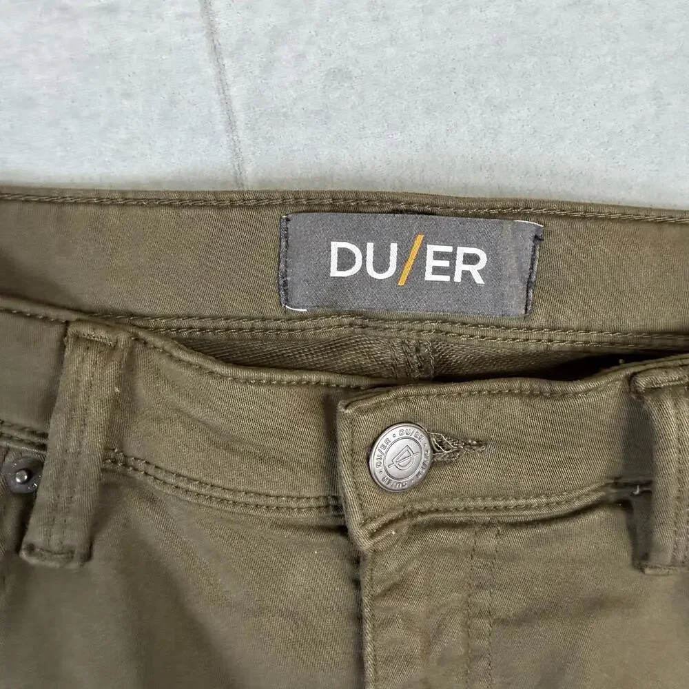 Du/er N2X Pants Mens 34x32 Green Relaxed Taper 5 Pocket Chino Stretch Duer - Picture 6 of 8